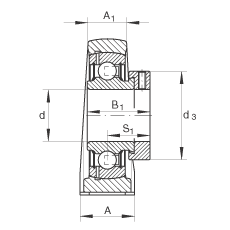 Стационарные подшипниковые узлы PASE50-N-FA125, корпус из серого чугуна, подшипник с эксцентриковым закрепительным кольцом, P-уплотнения, с защитой от коррозии