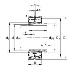 Двухрядные радиальные сферические роликоподшипники 23028-E1A-K-M + AHX3028, Основные размеры по DIN 635-2, с коническим отверстием и стяжной втулкой