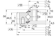 Подшипники с перекрестными роликами XSA140544-N, стандартная серия 14, с зубчатым венцом на наружном кольце, контактные уплотнения с двух сторон